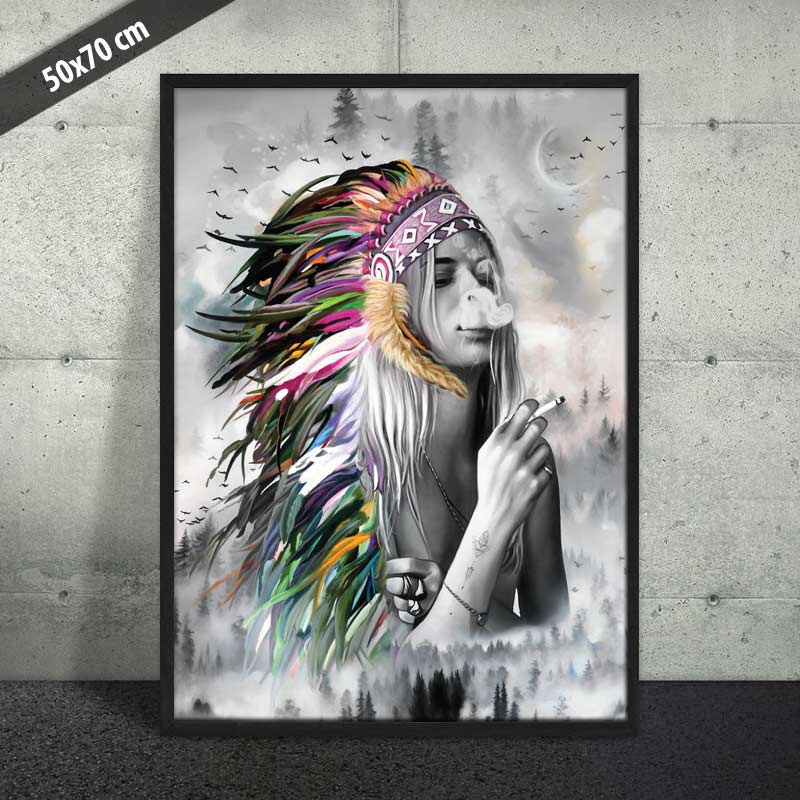→ Plakat af fræk indianer ← farverige plakat af her