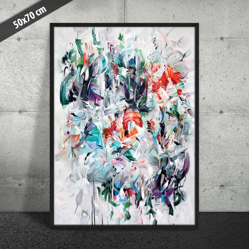 Abstrakt kunsttryk ← farverig med abstrakt kunst - stor og